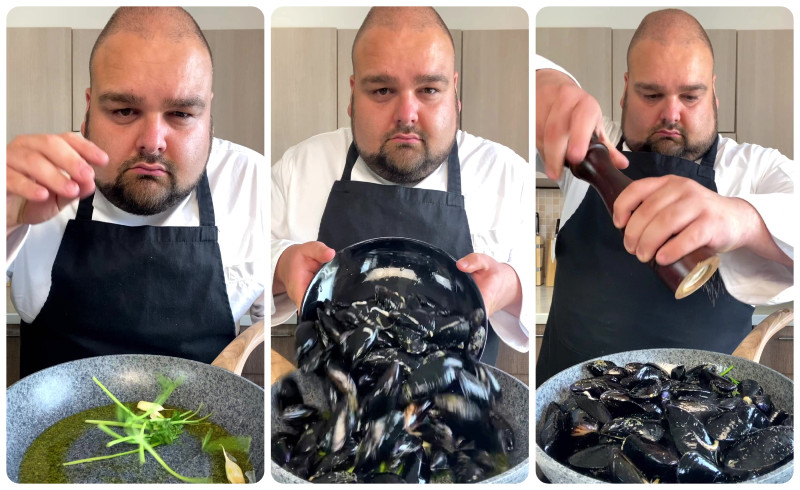 Cottura delle cozze per la pasta 