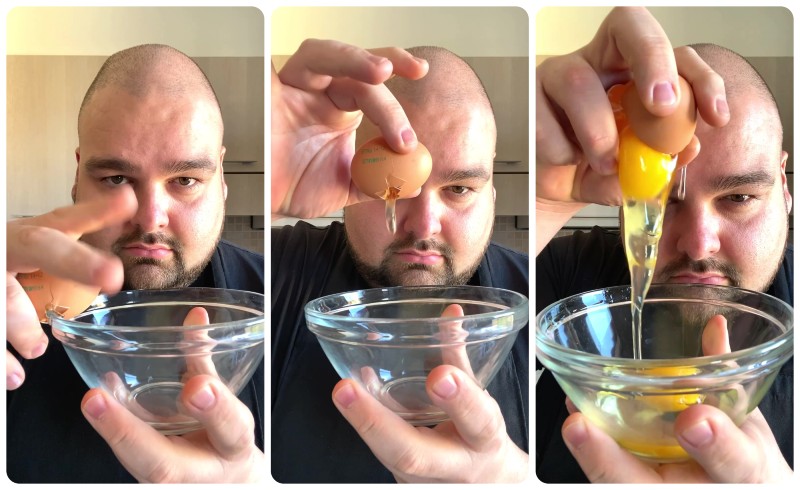 English breakfast super crunchy: versate le uova in una ciotola 