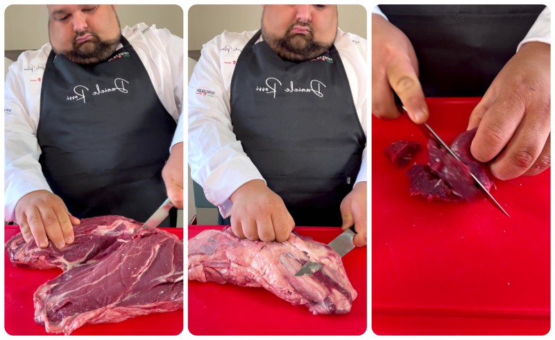 Peposo: tagliate la carne 