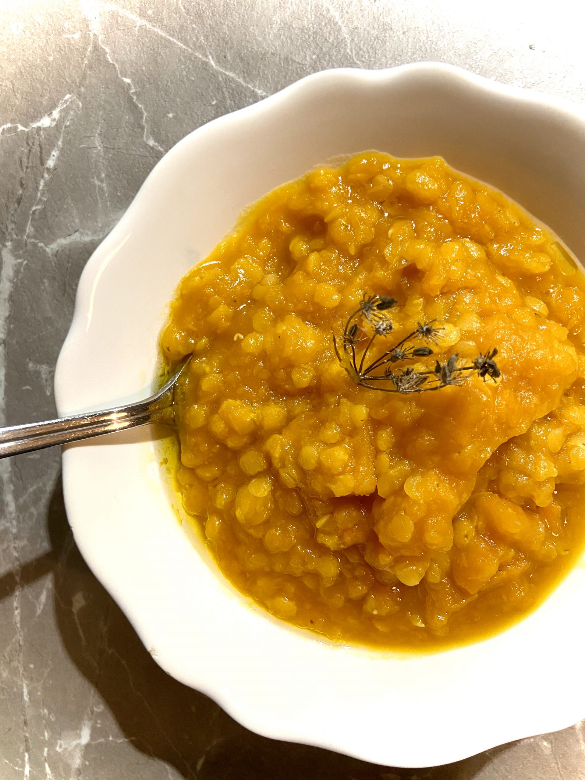 Zuppa arancione (carota zucca e lenticchie rosse)