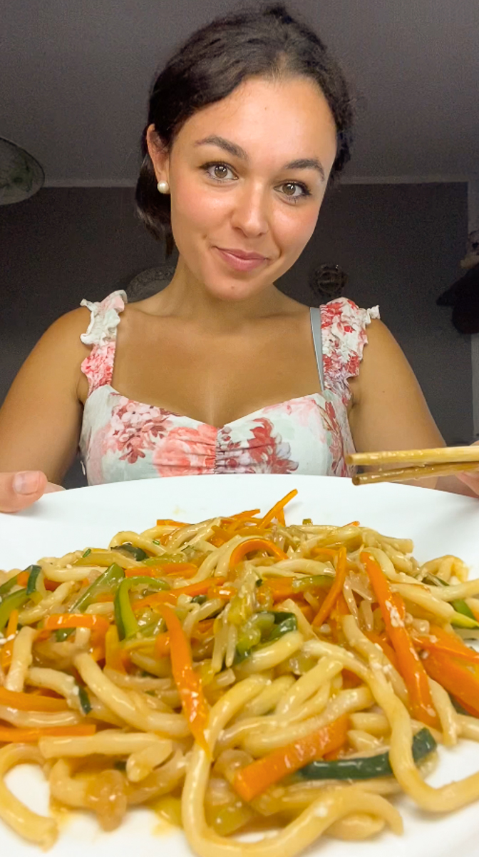 Udon noodles con verdure