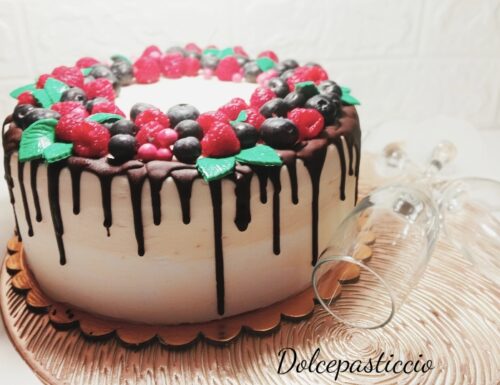 Torta Drip cake al cioccolato e frutti di bosco Bimby o monsieur cuisine