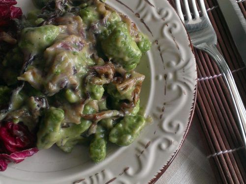 Gnocchi di spinaci con radicchio e crema di taleggio