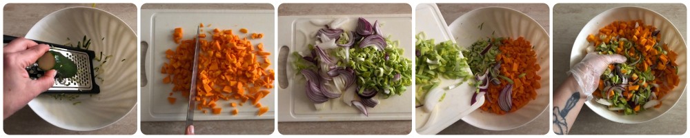 Coccoi 'e corcoriga: preparate tutte le verdure e sistematele in una ciotola