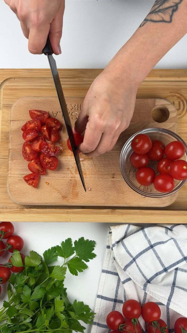 Pasta con bisque di gamberi
lava i pomodori