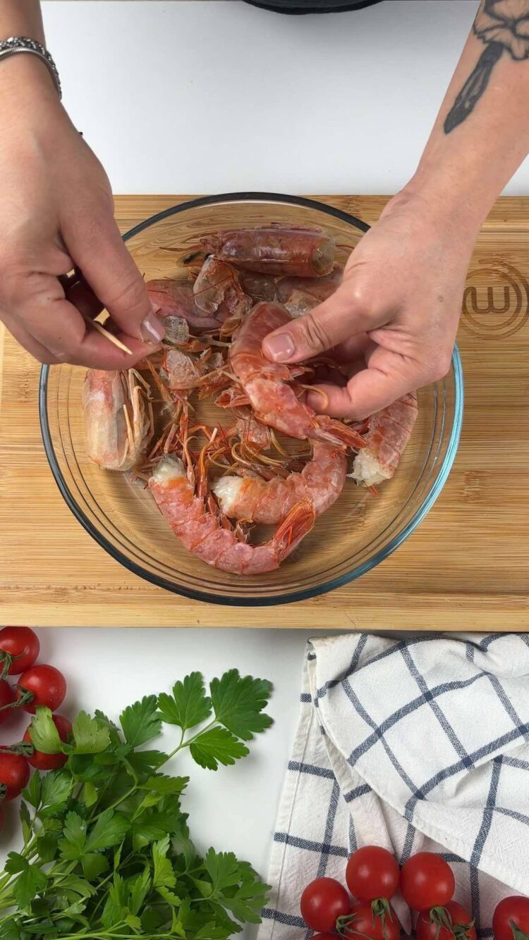 Pasta con bisque di gamberi
elimina l'intestino