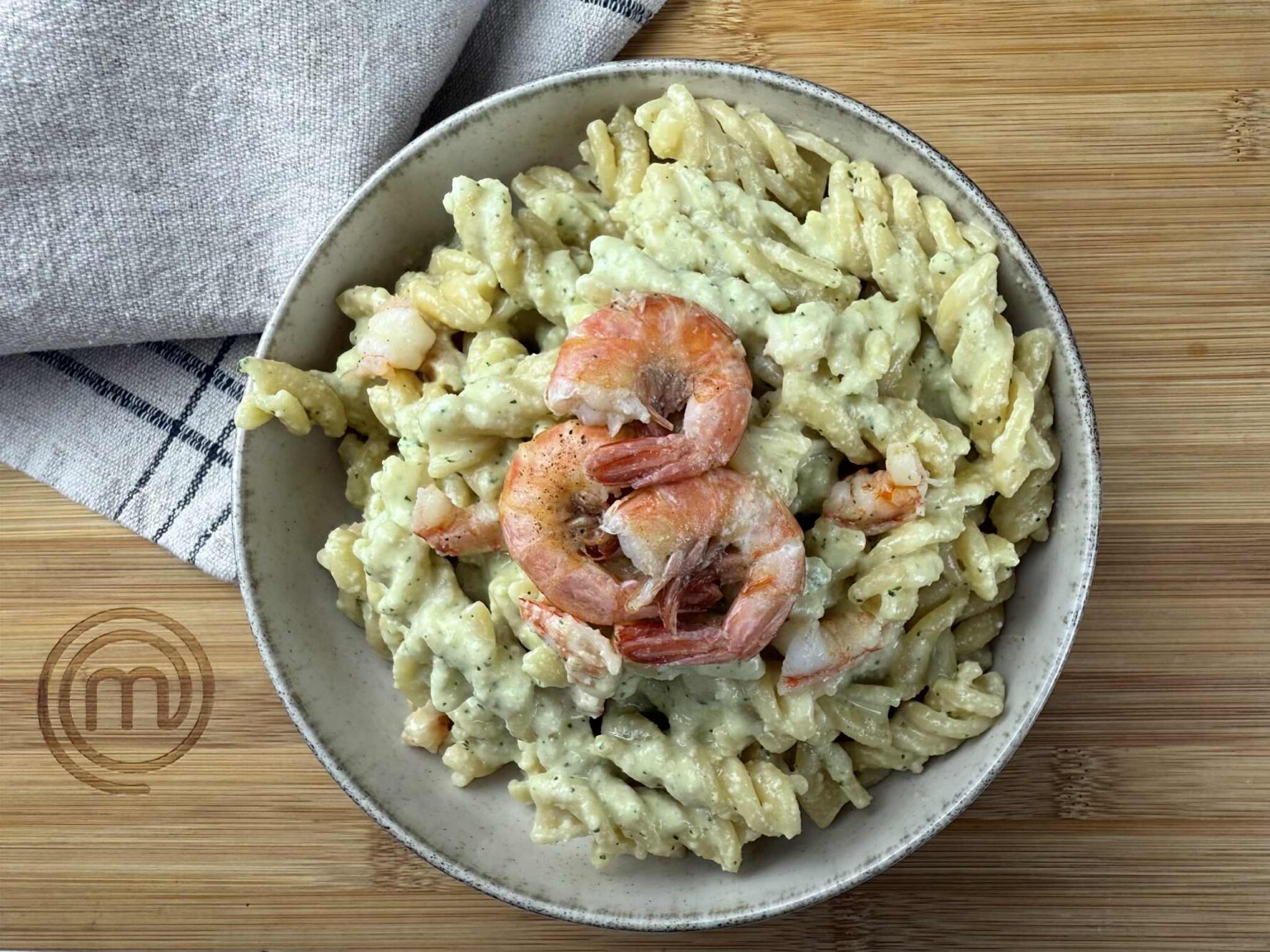 Pasta al pesto di limoni e gamberi