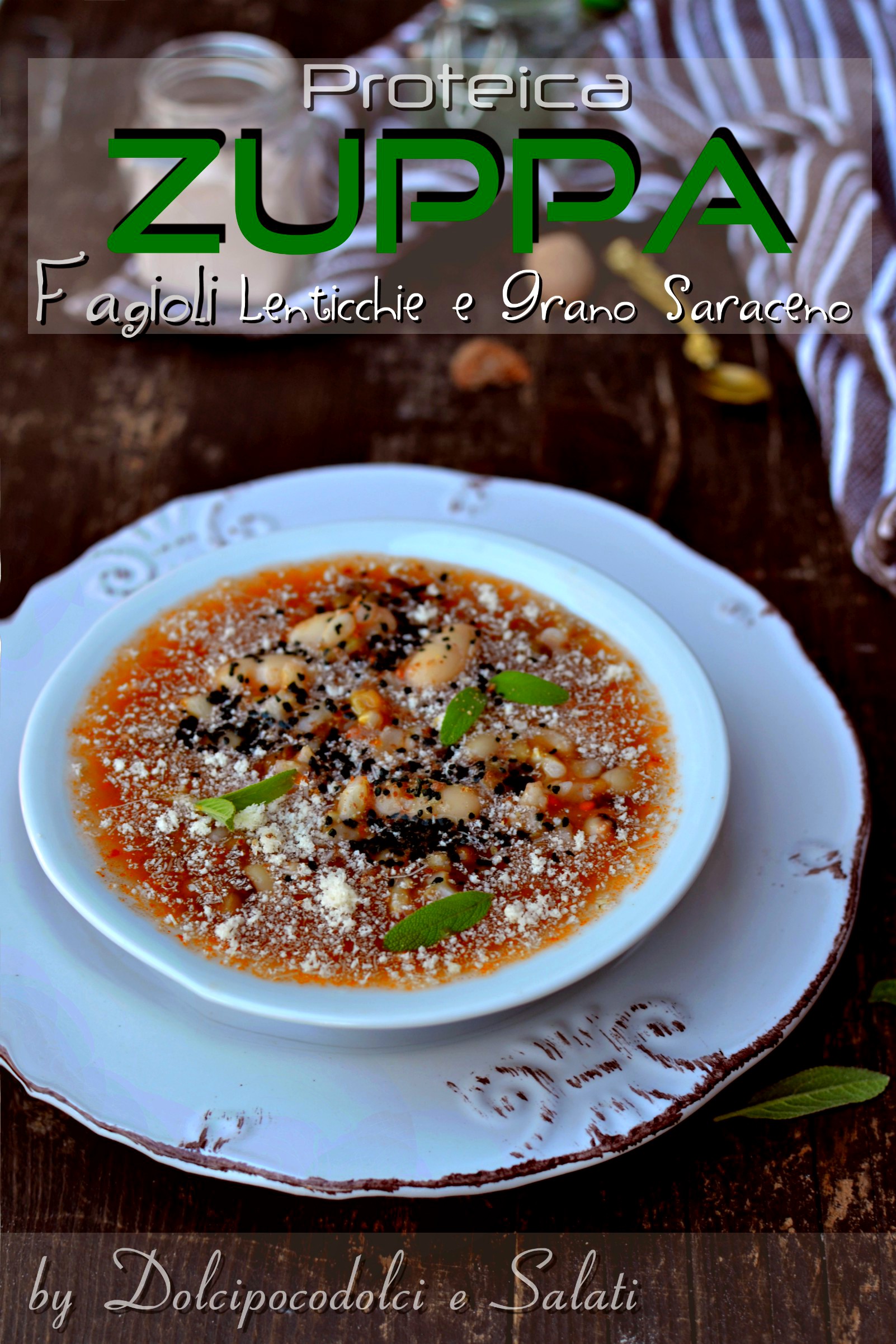 Zuppa di fagioli con lenticchie e grano saraceno