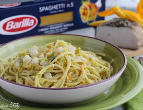 Spaghetti Lardo e Fiori di Zucca