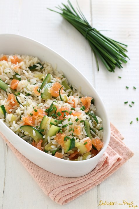 Riso freddo salmone e zucchine, insalata di riso veloce ricetta Dulcisss in forno by Leyla