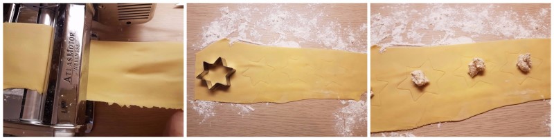 Ravioli al salmone e ricotta di Natale a forma di stella - Ricetta ravioli di pesce fatti in casa ricetta Dulcisss in forno by Leyla