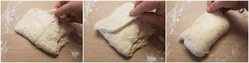Pieghe di rinforzo della Pizza bianca romana, la focaccia bianca soffice e veloce senza impasto ricetta Dulcisss in forno by Leyla
