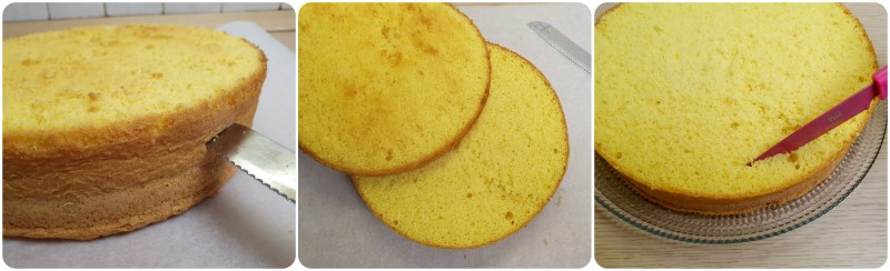 Dividere il pan di spagna - Torta mimosa ananas