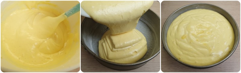Cottura della base della torta mimosa con ananas