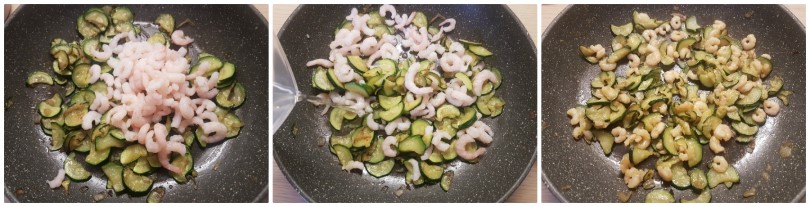 Ricetta pasta con zucchine e gamberetti: il sugo di zucchine e gamberetti e fase finale