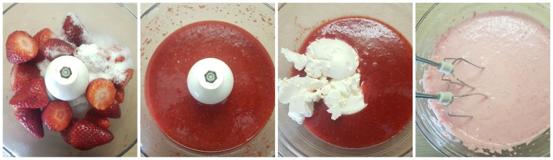 Le fragole frullate per la crema al philadelphia