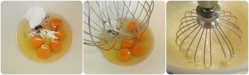 Montare uova e zucchero - Ricetta Rotolo panna e fragole