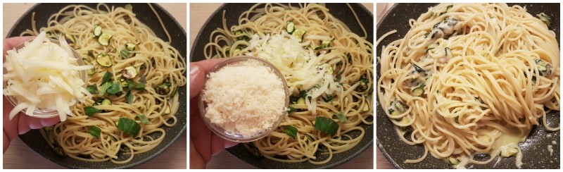 Pasta alla Nerano: fase finale e l'aggiunta del provolone del Monaco