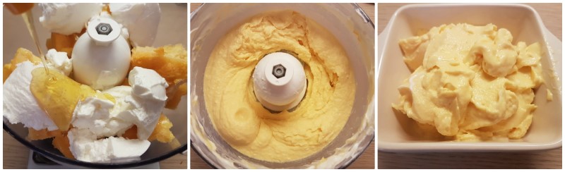 Preparazione del gelato al mango