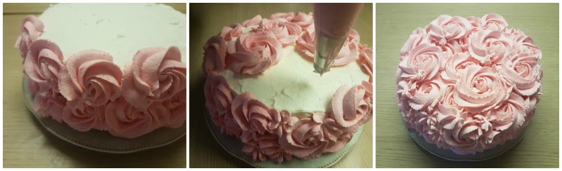 Decoro torta con panna - Torta decorata con panna e rose
