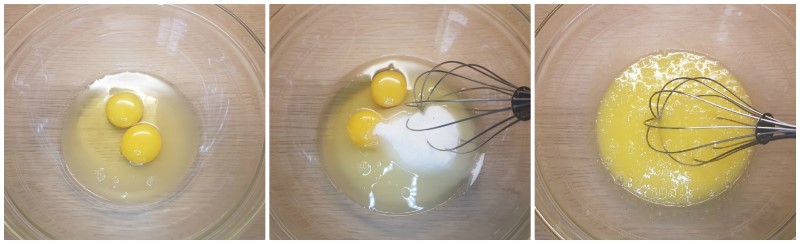 Lavorazione uova e zuucchero - Torta di mele e noci 