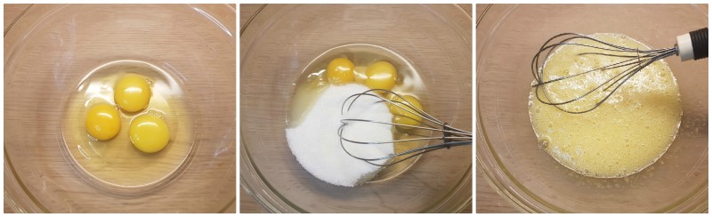 Sbattere le uova con lo zucchero - Impasto Ciambella alle mele