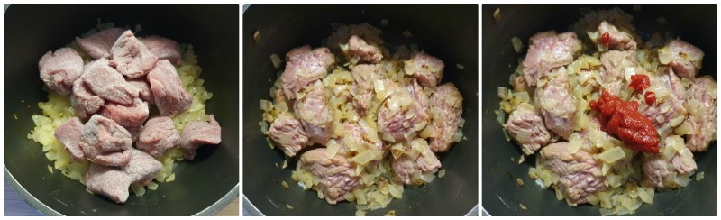 Rosolare la carne di manzo con le cipolle