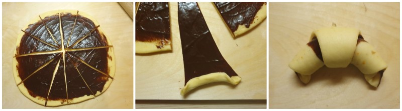 Formare i cornetti bicolore al cioccolato