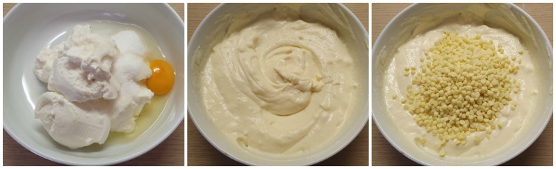 Preparazione della crema alla ricotta e cioccolato bianco