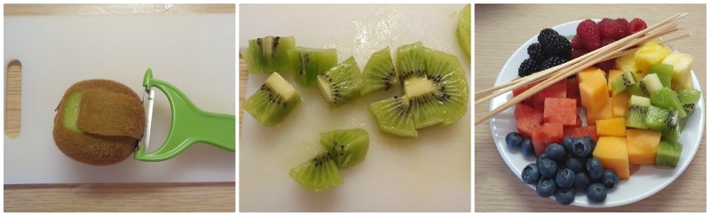 Tagliata di frutta fresca per spiedini