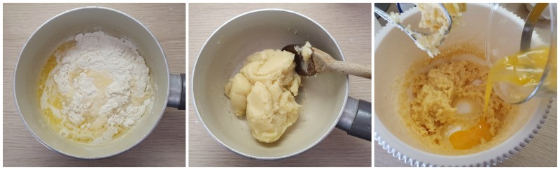 Unire farina e uova - Ricetta ciambellone di pasta choux