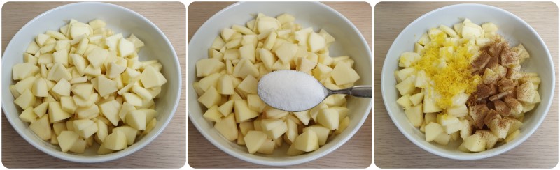 Condire le mele con limone, zucchero e cannella - Torta di pane e mele alla trentina
