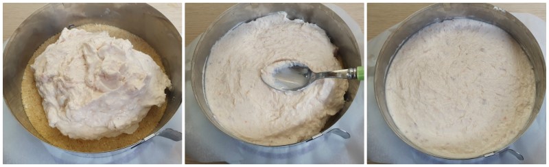 Versare la crema nello stampo - Cheesecake salata ricetta