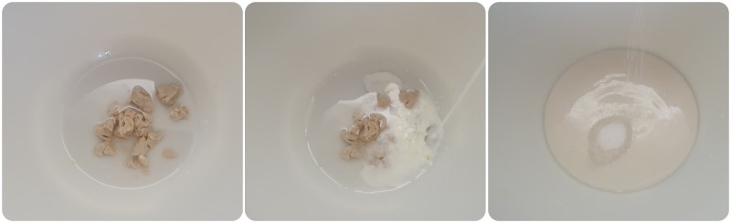 Lavorare il lievito, il latte e lo zucchero - Ricetta brioches napoletane