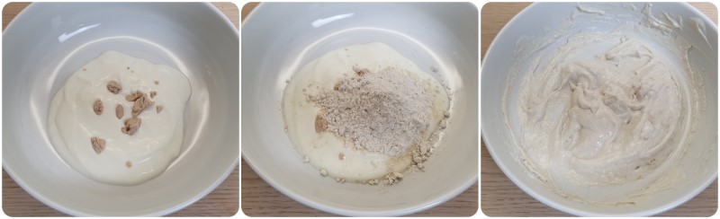 Amalgamare lievito, yogurt e farina di segale - Ricetta lievito acido