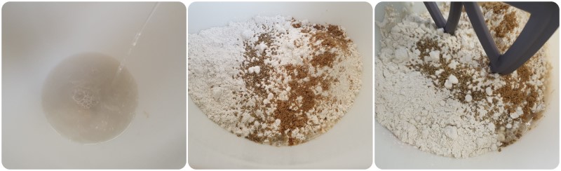 Unire farina, coriandolo e anice - Ricetta pane con uvetta