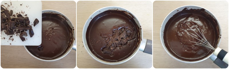 Unire il cioccolato fondente - Ricetta profiteroles