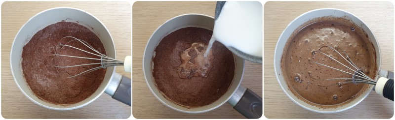 Aggiungere il latte - Ricetta glassa profiteroles