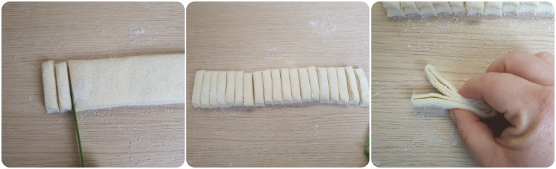 Taglio delle sfogliatine di pasta sfoglia