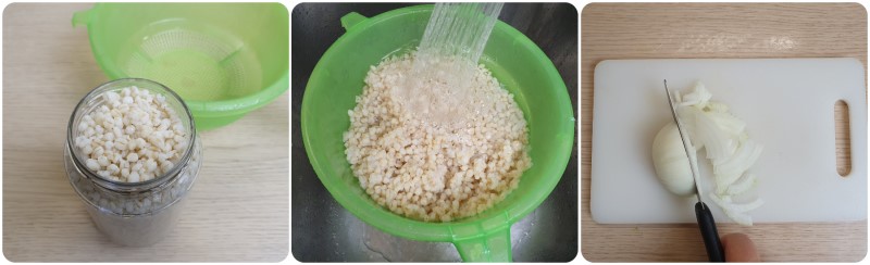 Sciacquare il grano cotto barattolo