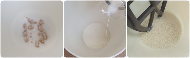 Lavorare lievito, latte e miele - Ricetta Brioche col tuppo