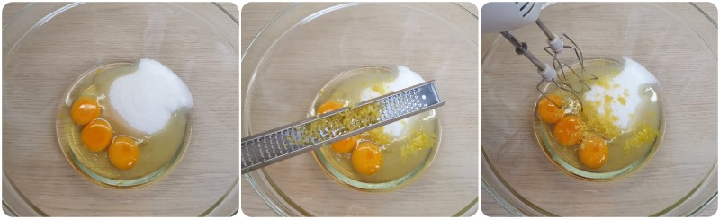 Lavorare le uova con le zucchero - Ricetta torta di albicocche