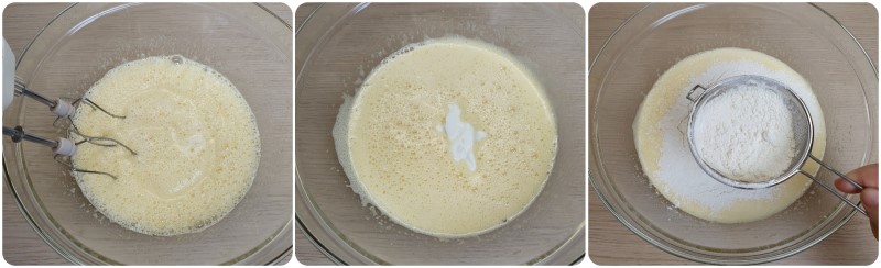 Aggiungere yogurt e farina - Ricetta torta alle albicocche