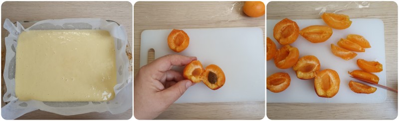 Aggiungere le albicocche fresche per la torta