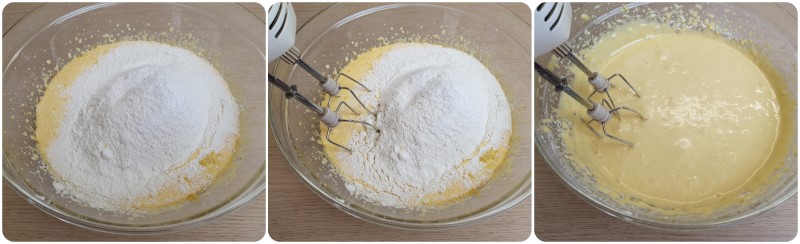 Unire la farina e amalgamare - Ricetta Torta Chiffon