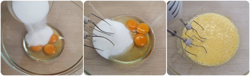 Montare uova e zucchero - Ricetta ciambella al cioccolato