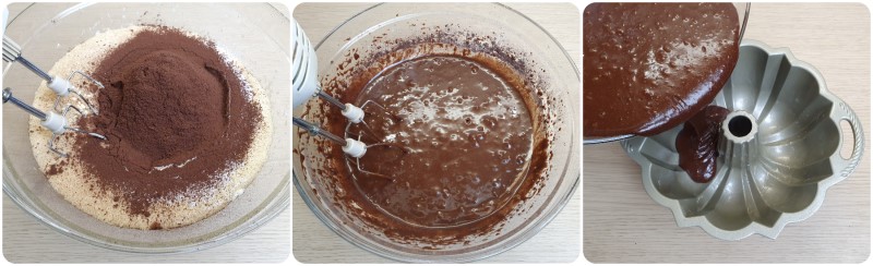 Versare l'impasto nello stampo - Ciambella al cioccolato ricetta