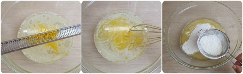 Unire olio e scorza di limone - Torta all'acqua ricetta