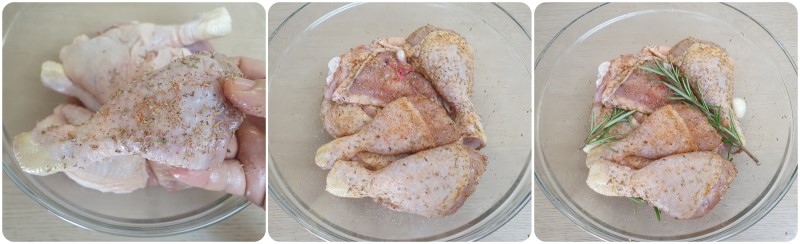 Aggiunta delle spezie - Cosce di pollo al forno ricetta