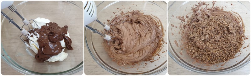 Amalgamare mascarpone e nutella - Torta Ferrero Rocher ricetta